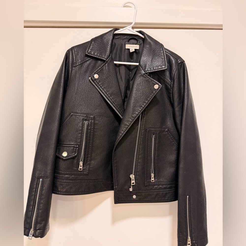 Topshop Faux Leather Biker Jacket